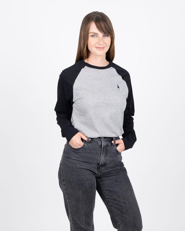 TreeShirt Longsleeve Raglan Grey Mel-Black - LONGSLEEVE - NIKIN