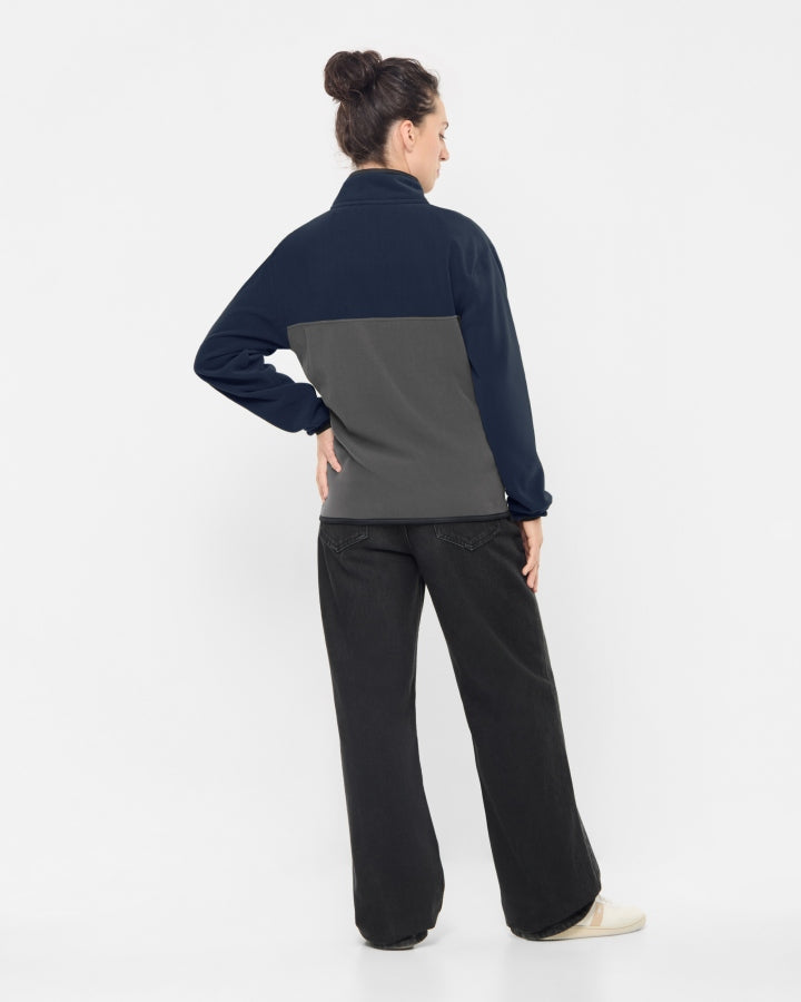 TreeFleece Quarter Zip Colorblock Relaxed Dark Navy-Anthracite