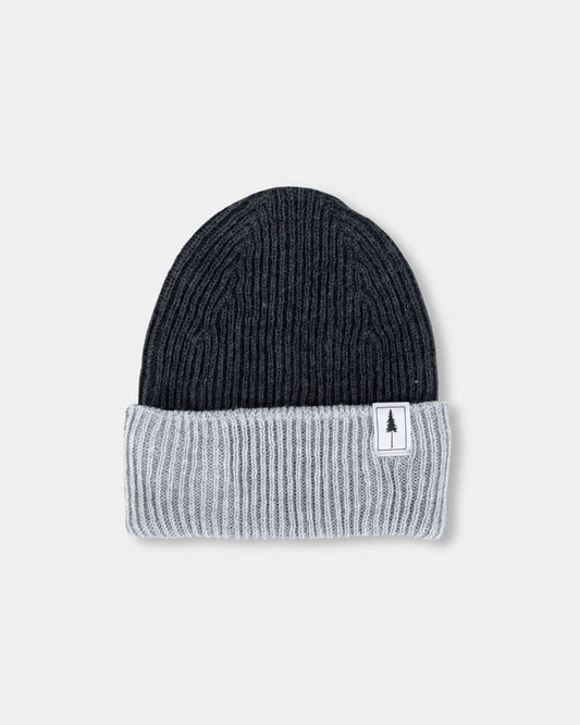 Treeanie Ribbed Colorblock Black Mel-Light Grey Mel - BEANIE - NIKIN