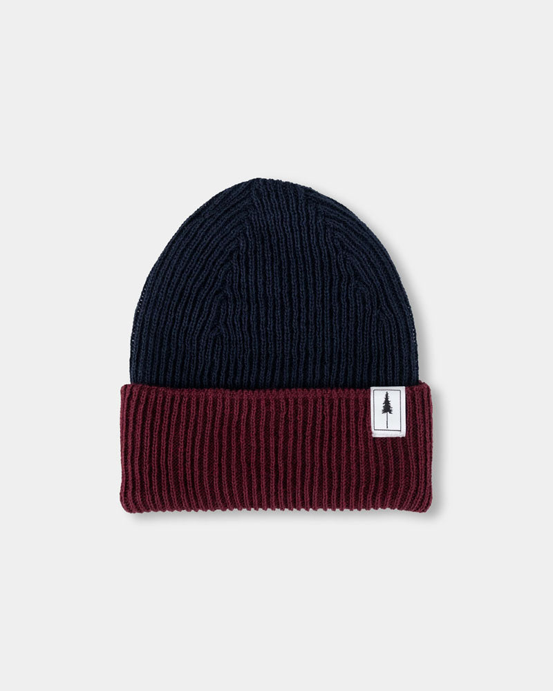 Treeanie Ribbed Colorblock Navy-Bordeaux - BEANIE - NIKIN