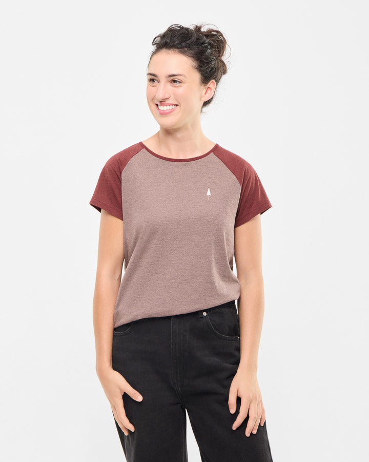 TreeShirt Raglan Colorblock Coffee Femme Deep Maroon Mel-Astro Dust Mel