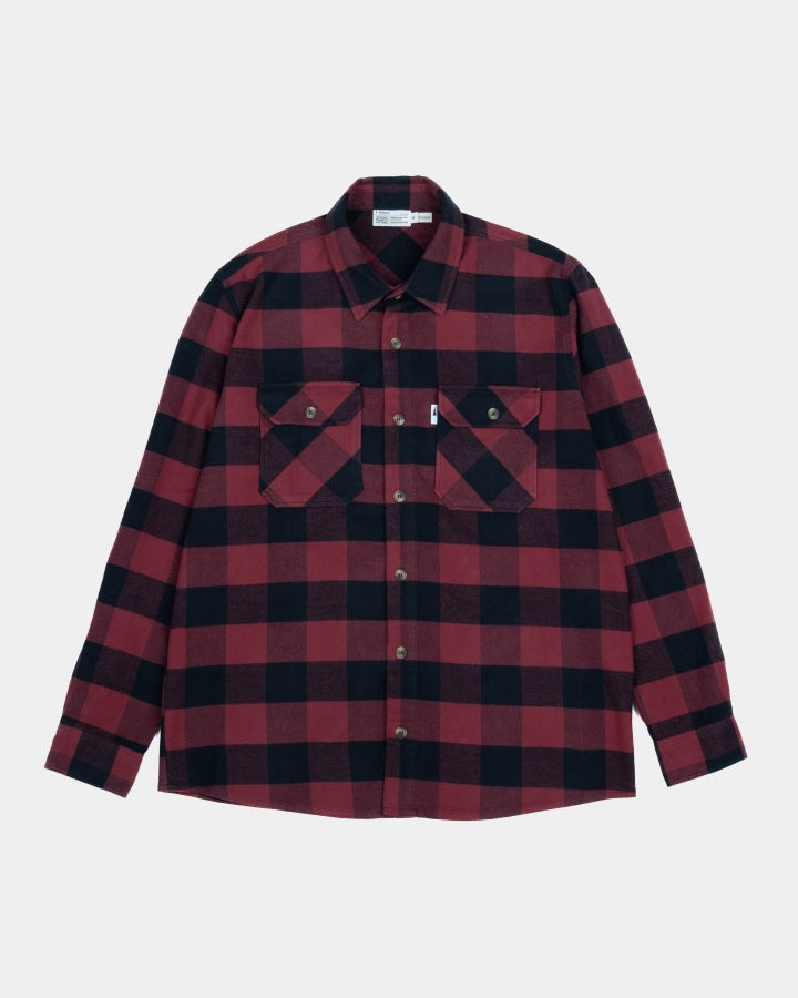 TreePlanter Overshirt Check Deep Maroon-Black