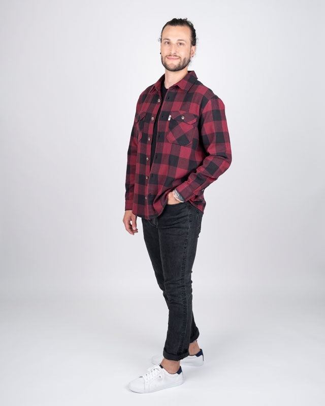TreePlanter Overshirt Check Deep Maroon-Black