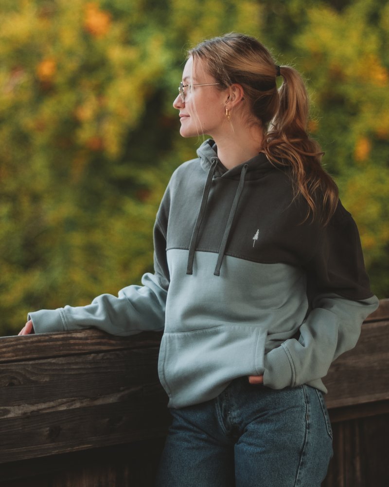 TreeHoodie Colorblock Anthracite-Elemental Blue - HOODIE - NIKIN