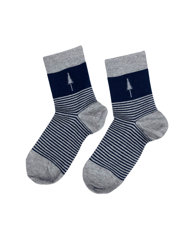 TreeSocks Standard Stripes Navy-Grey - SOCKS - NIKIN