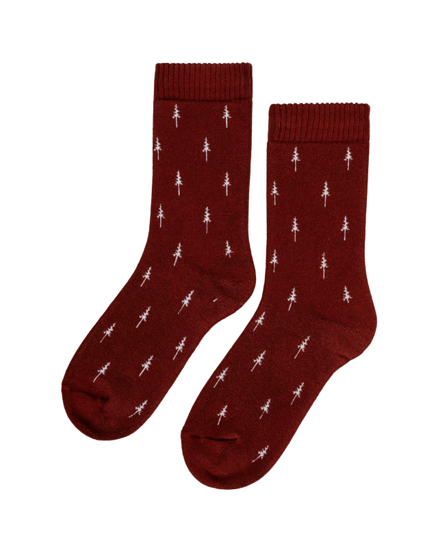 TreeSocks Cosy Allover Bordeaux - SOCKS - NIKIN