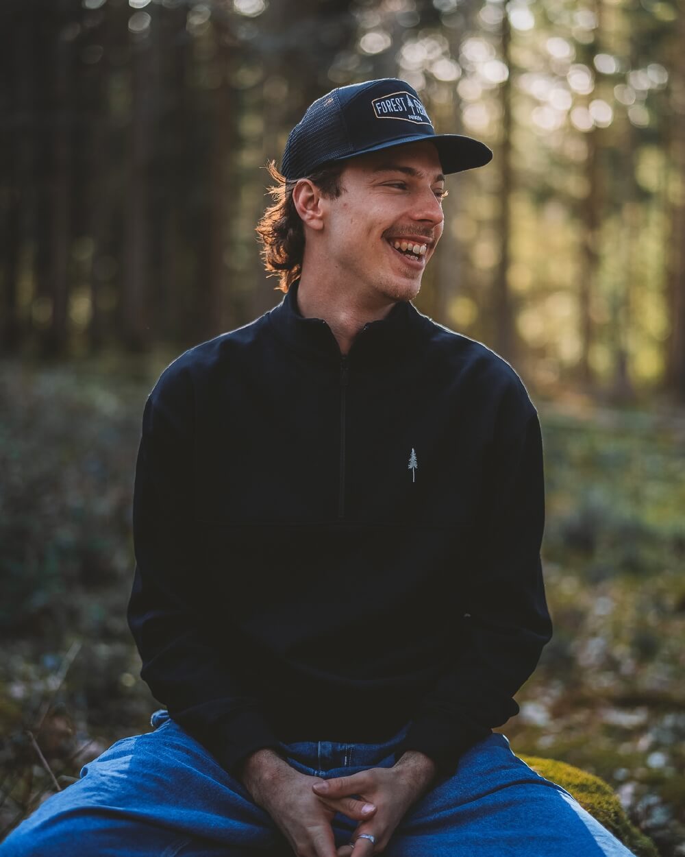 TreeSweater Quarter Zip Black - SWEATER - NIKIN