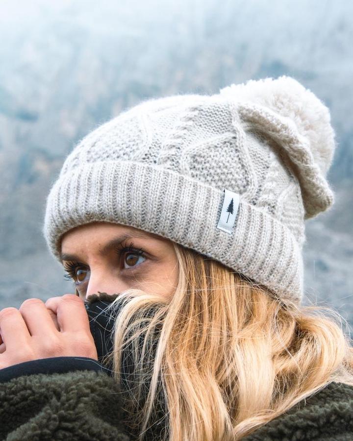 Treeanie Cable Knit PomPom Chalk - BEANIE - NIKIN