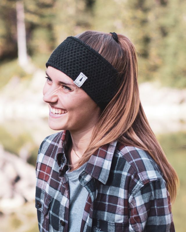 TreeHeadband Knitted Fleece Black Mel - HEADBAND - NIKIN