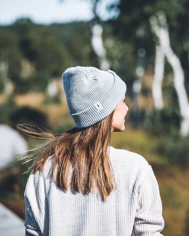 Treeanie Ribbed Light Grey Mel - BEANIE - NIKIN