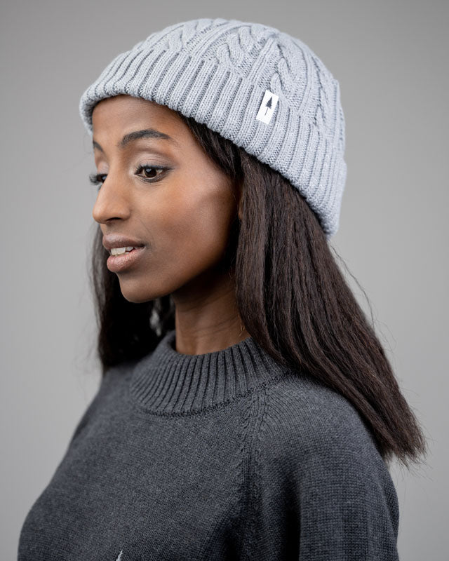 Treeanie Cable Knit - Cool Grey - BEANIE - NIKIN