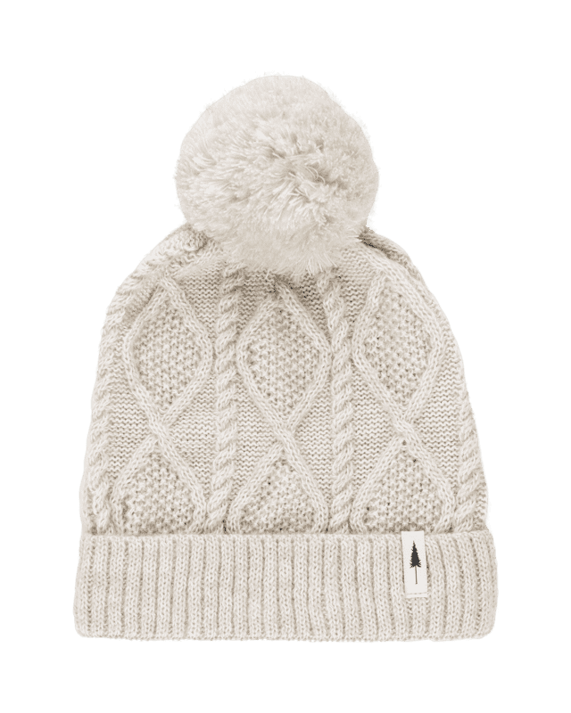 Treeanie Cable Knit PomPom - Chalk - BEANIE - NIKIN