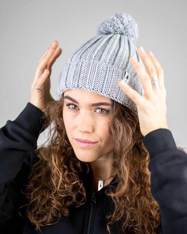 Treeanie Pom Pom câblé - Light Grey Mel - BEANIE - NIKIN