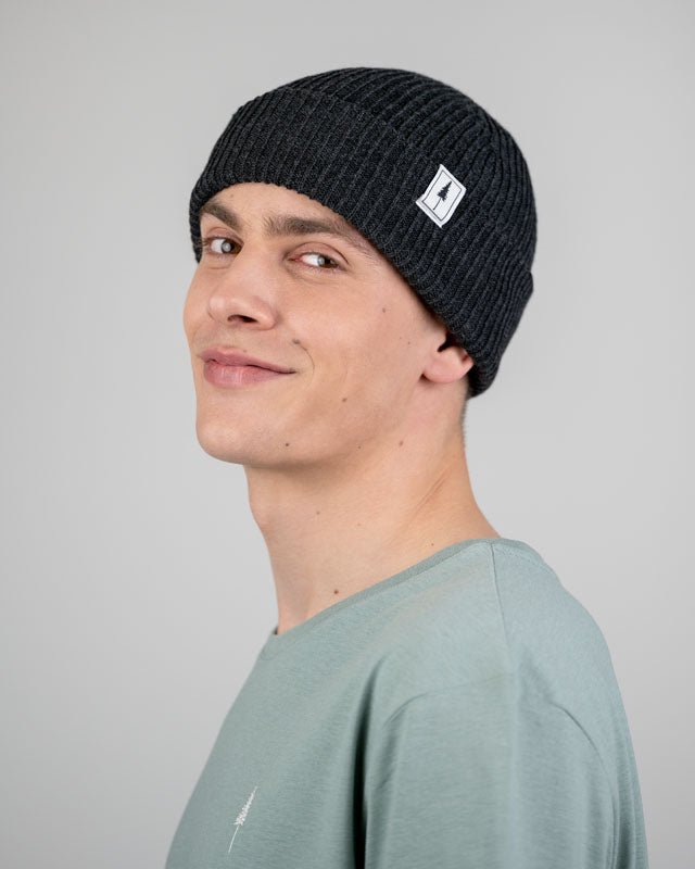 Treeanie Ribbed - Black Mel - BEANIE - NIKIN