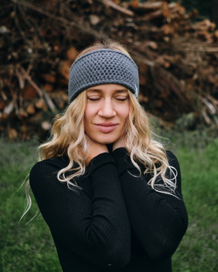 TreeHeadband Knitted Fleece Steel Blue - HEADBAND - NIKIN