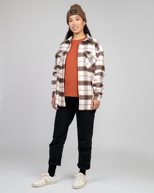 TreePlanter Overshirt Check - Chalk-Walnut-Brick - SHIRT - NIKIN