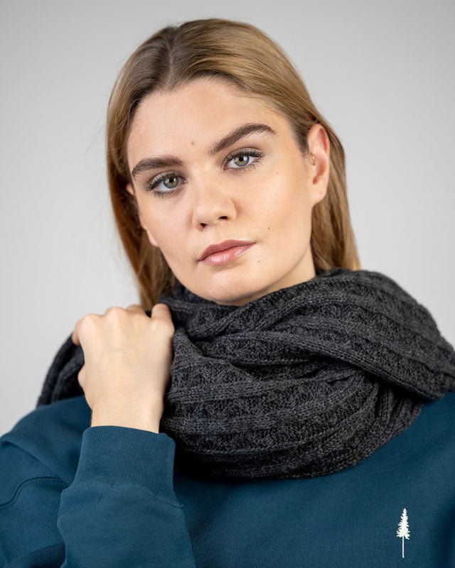 TreeScarf Knitted - Black Mel - SCARF - NIKIN