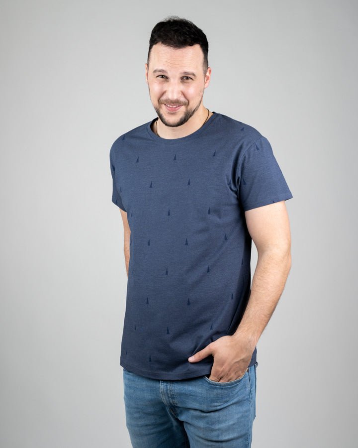 TreeShirt Allover - Navy Mel - TSHIRT - NIKIN