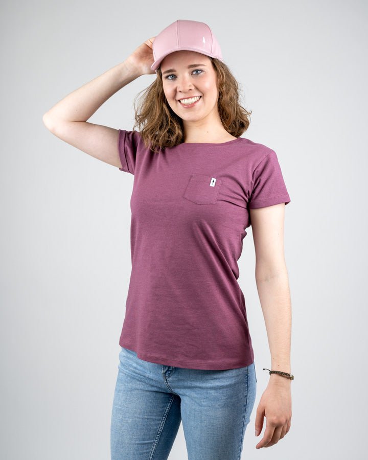 TreeShirt Pocket Femme - Bordeaux Mel - TSHIRT - NIKIN