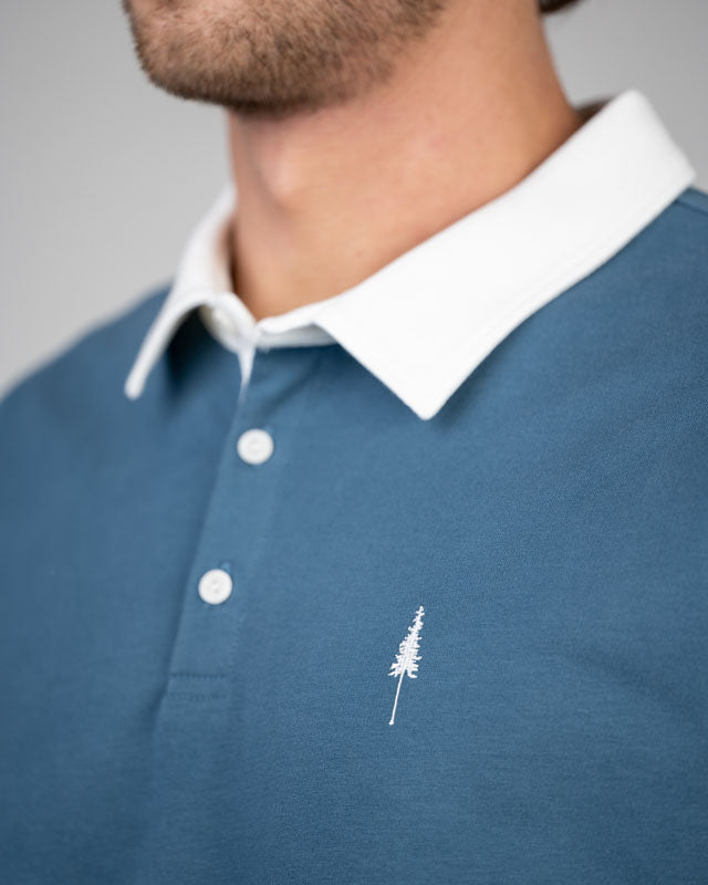 TreeShirt Rugby - Marine Teal-White - LONGSLEEVE - NIKIN