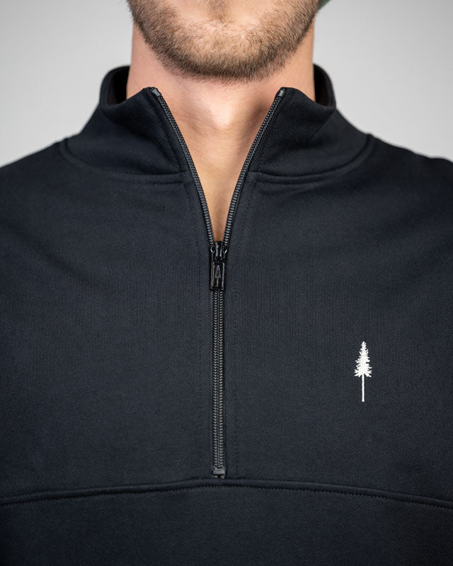 TreeSweater Quarter Zip - Black - SWEATER - NIKIN