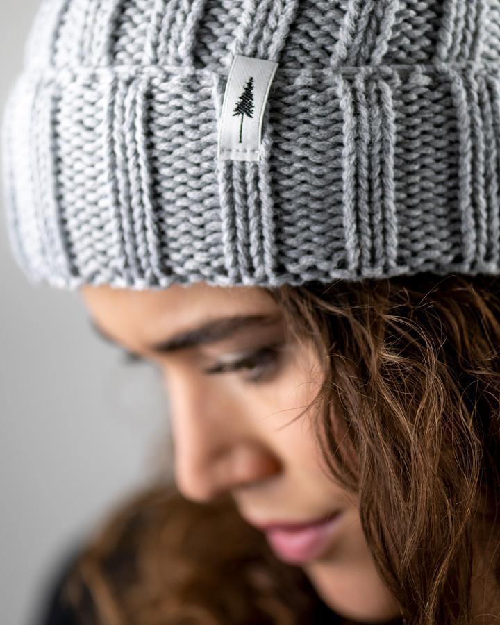 Treeanie Pom Pom câblé - Light Grey Mel - BEANIE - NIKIN