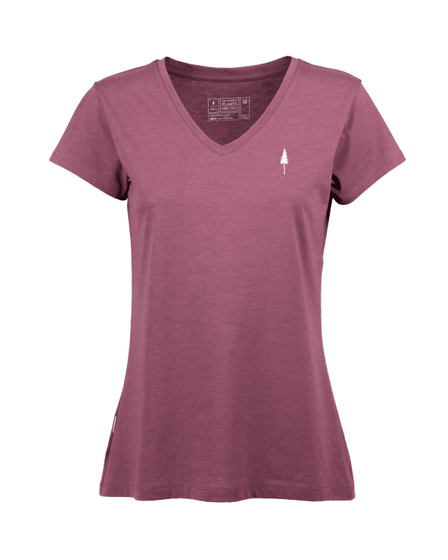 Bordeaux Mel | V-Neck Women - T-Shirt - NIKIN