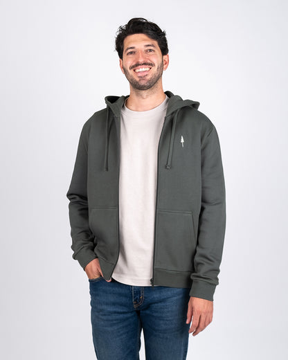 TreeHoodie Zip Ash Green