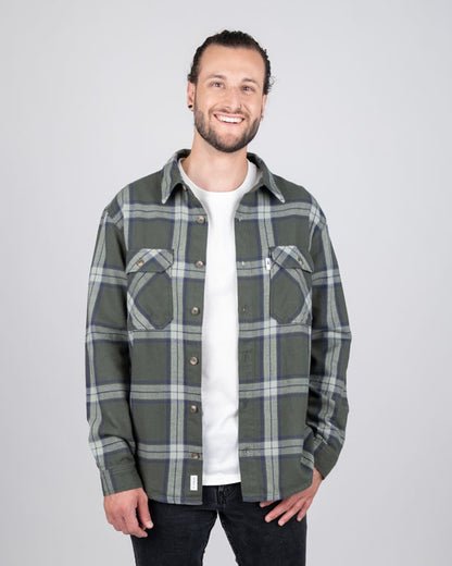 TreePlanter Overshirt Check Ash Green-Navy