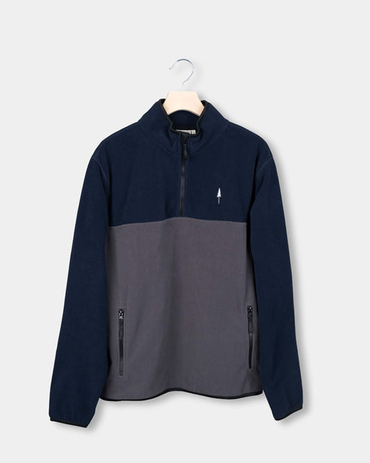 TreeFleece Quarter Zip Colorblock Relaxed Dark Navy-Anthracite