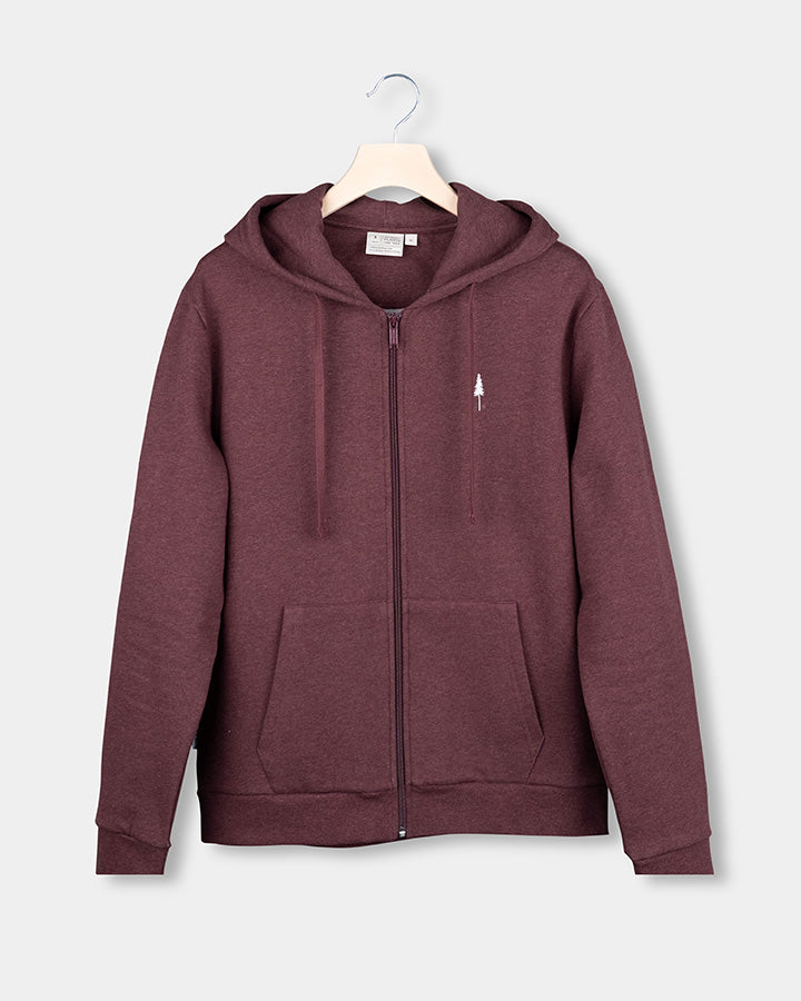 TreeHoodie Zip Bordeaux Mel