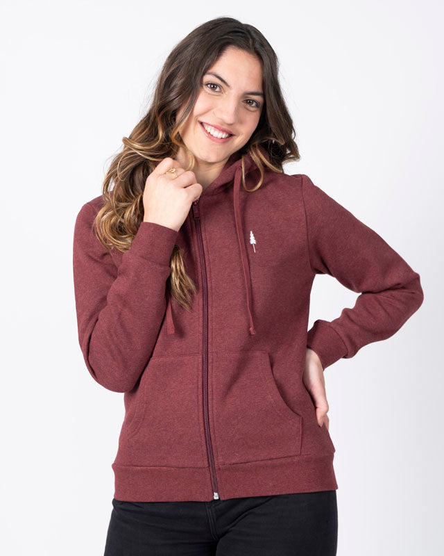 TreeHoodie Zip Femme Bordeaux Mel