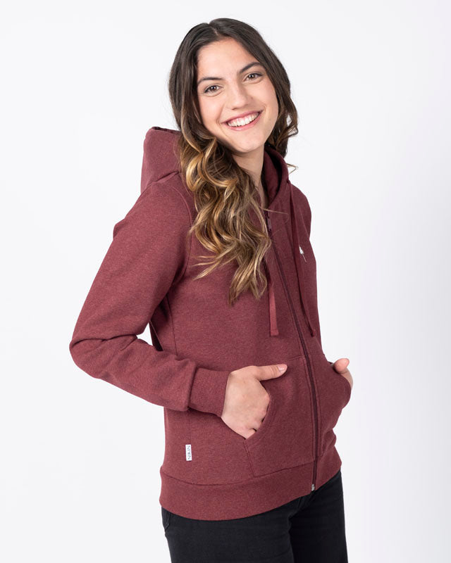 TreeHoodie Zip Femme Bordeaux Mel