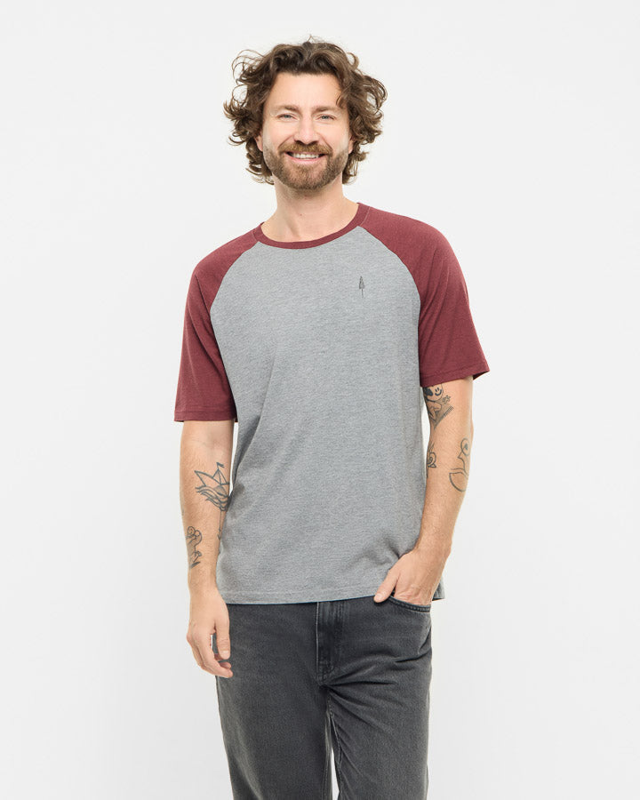 TreeShirt Raglan Relaxed Colorblock Coffee Deep Maroon Mel-Grey Mel