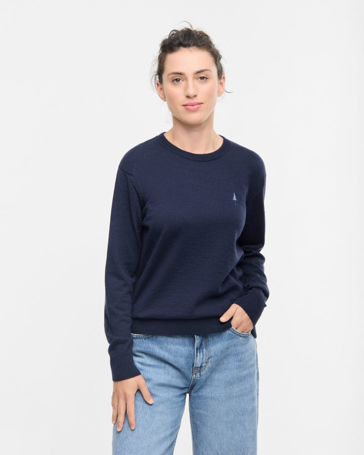 TreePullover en laine mérinos Dark Navy