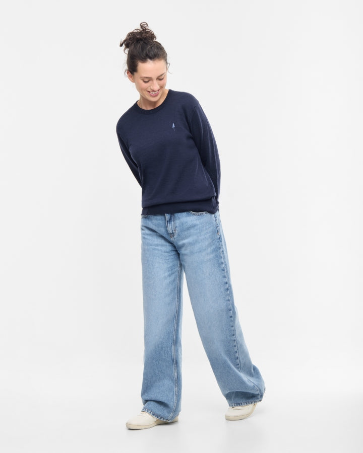 TreePullover en laine mérinos Dark Navy