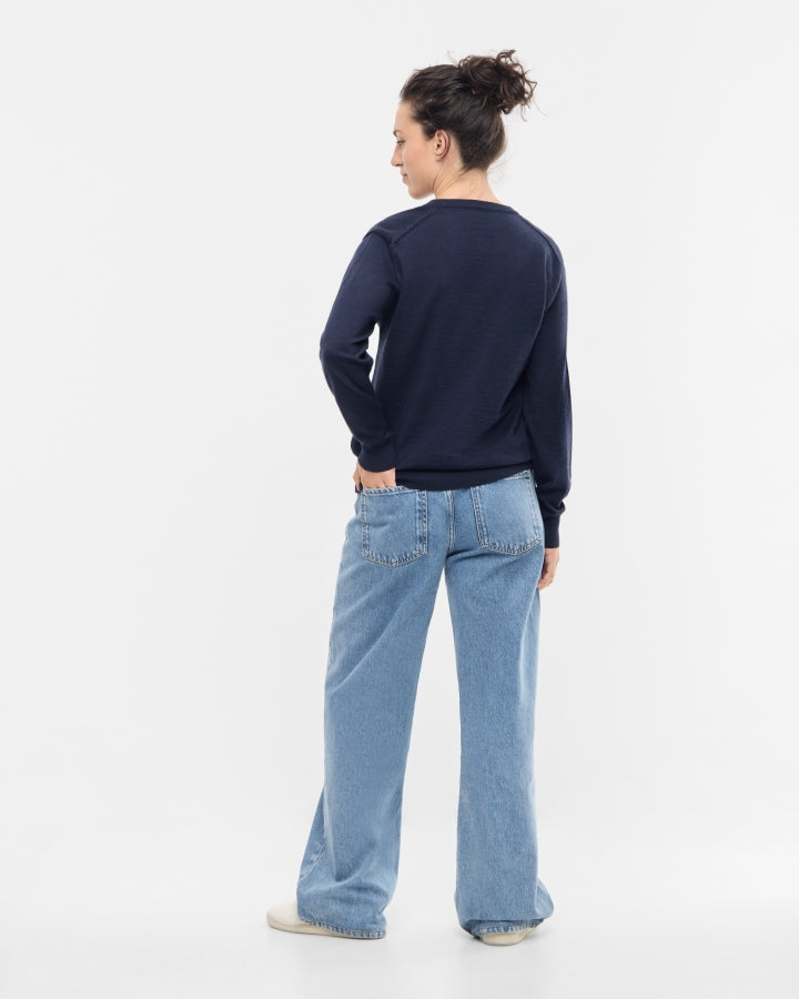 TreePullover en laine mérinos Dark Navy