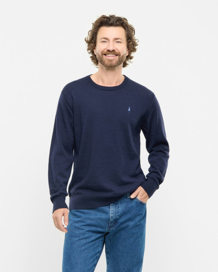 TreePullover en laine mérinos Dark Navy