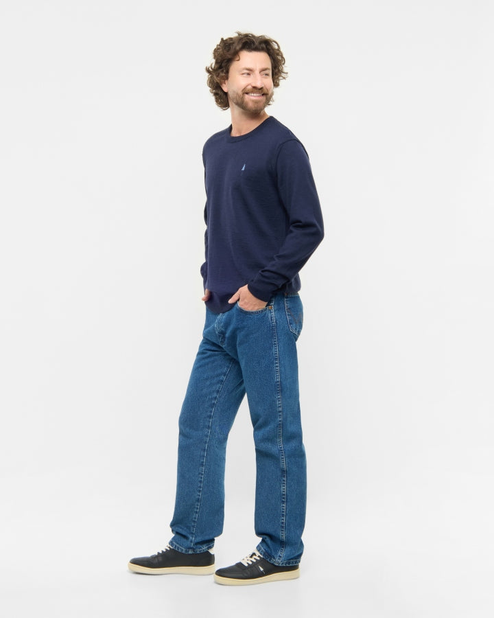 TreePullover en laine mérinos Dark Navy