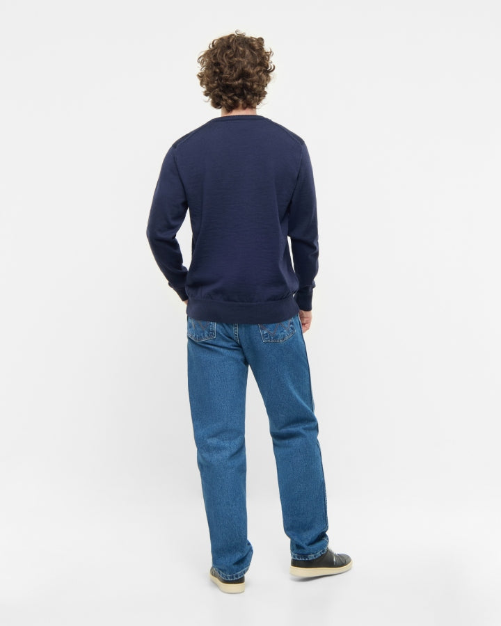 TreePullover en laine mérinos Dark Navy