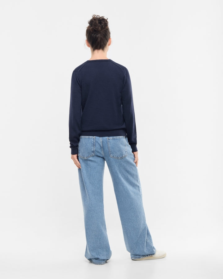 TreePullover Merino Wool Women Dark Navy