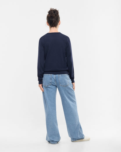 TreePullover Merino Wool Women Dark Navy
