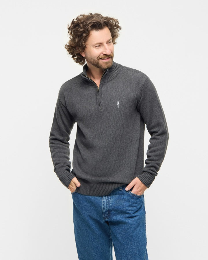 TreePullover Quarter - Zip Knit Anthracite Mel