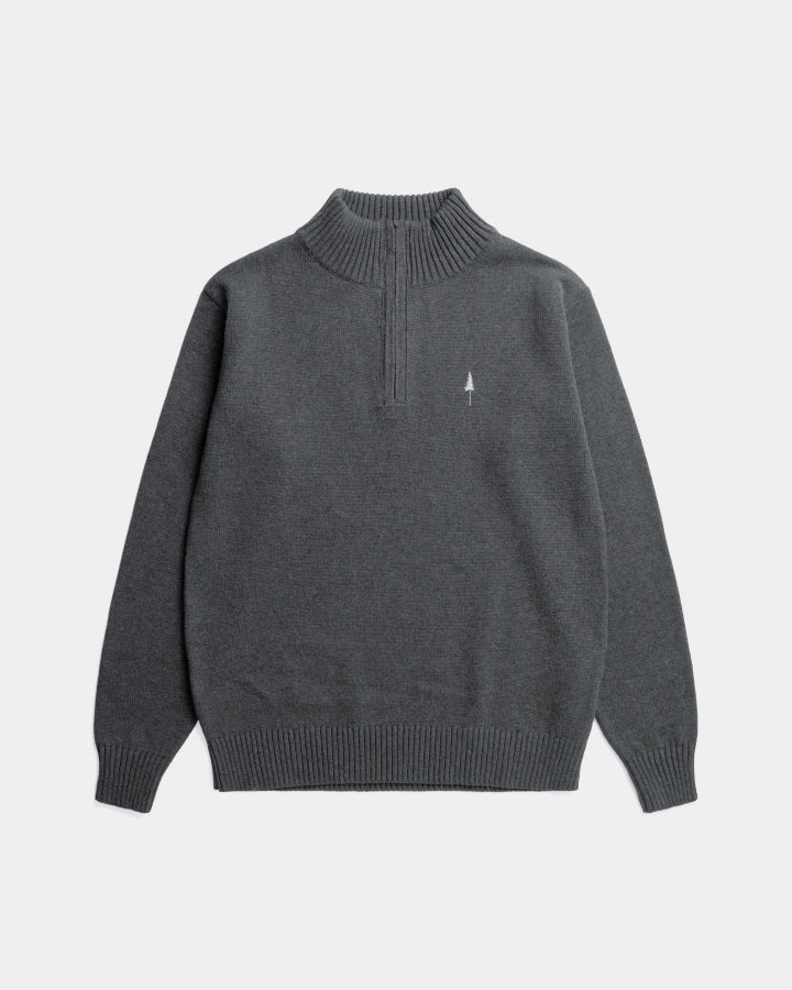 TreePullover Quarter - Zip Knit Anthracite Mel