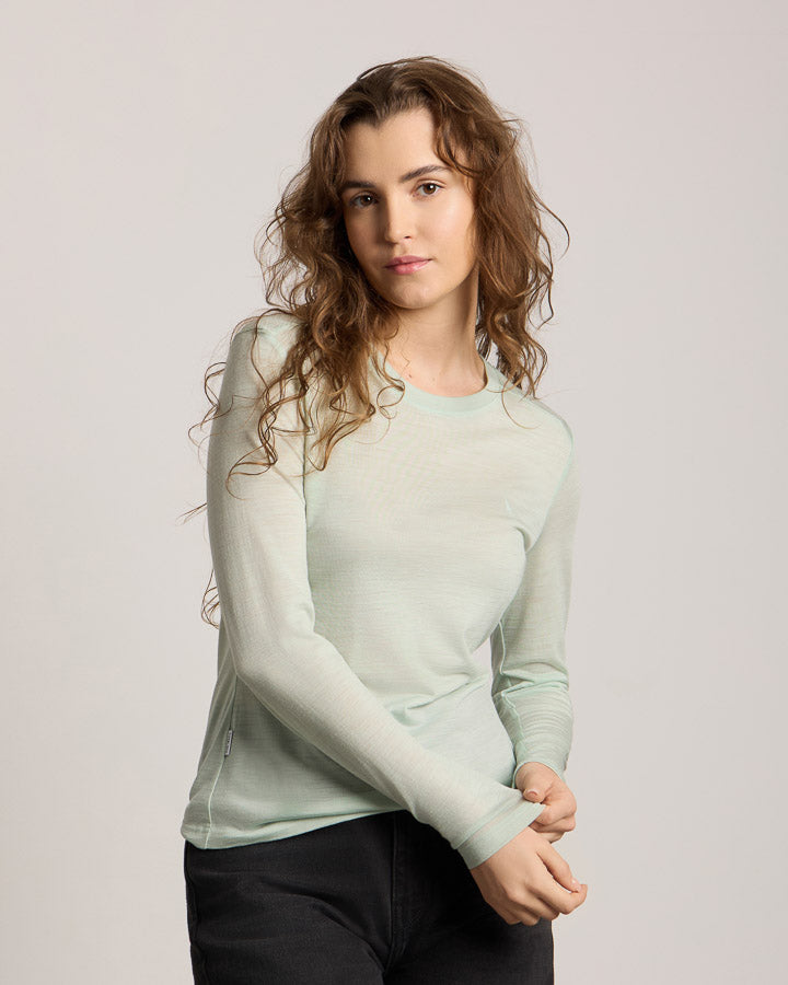 TreeShirt T-shirt à manches longues en laine, coupe slim, Femme , couleur menthe Femme