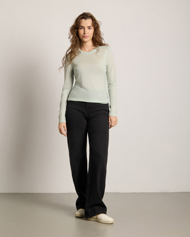 TreeShirt T-shirt à manches longues en laine, coupe slim, Femme , couleur menthe Femme