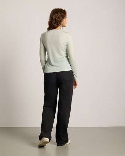 TreeShirt T-shirt à manches longues en laine, coupe slim, Femme , couleur menthe Femme