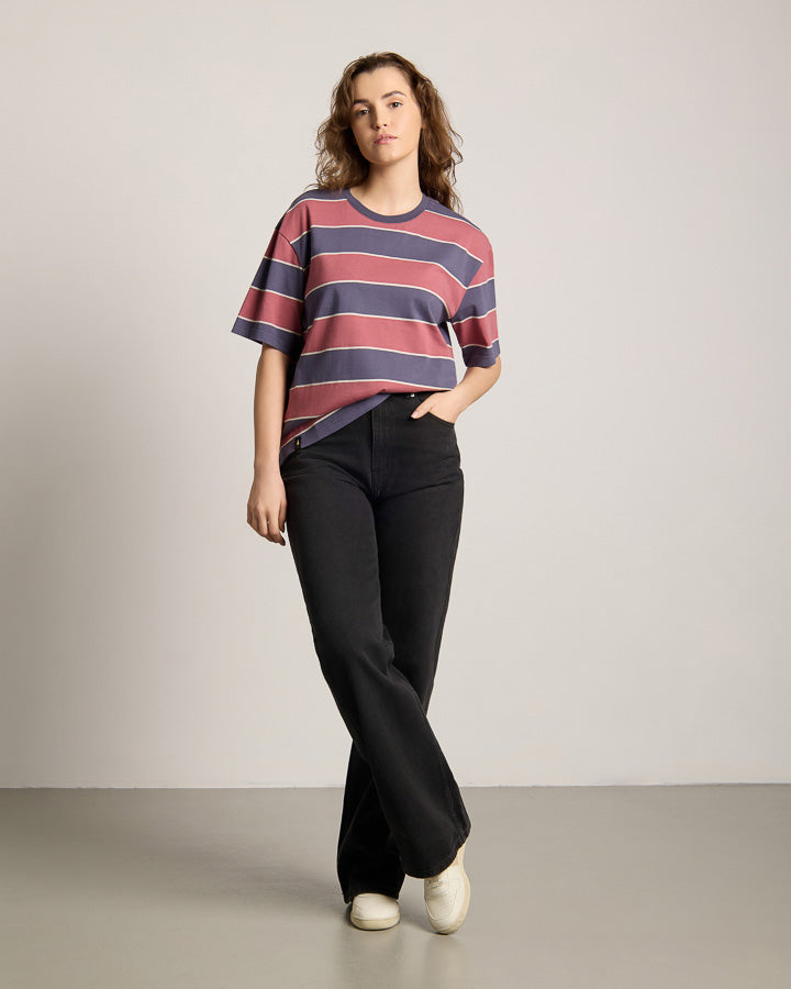 TreeShirt à rayures, oversize, Dark Ink-Blush