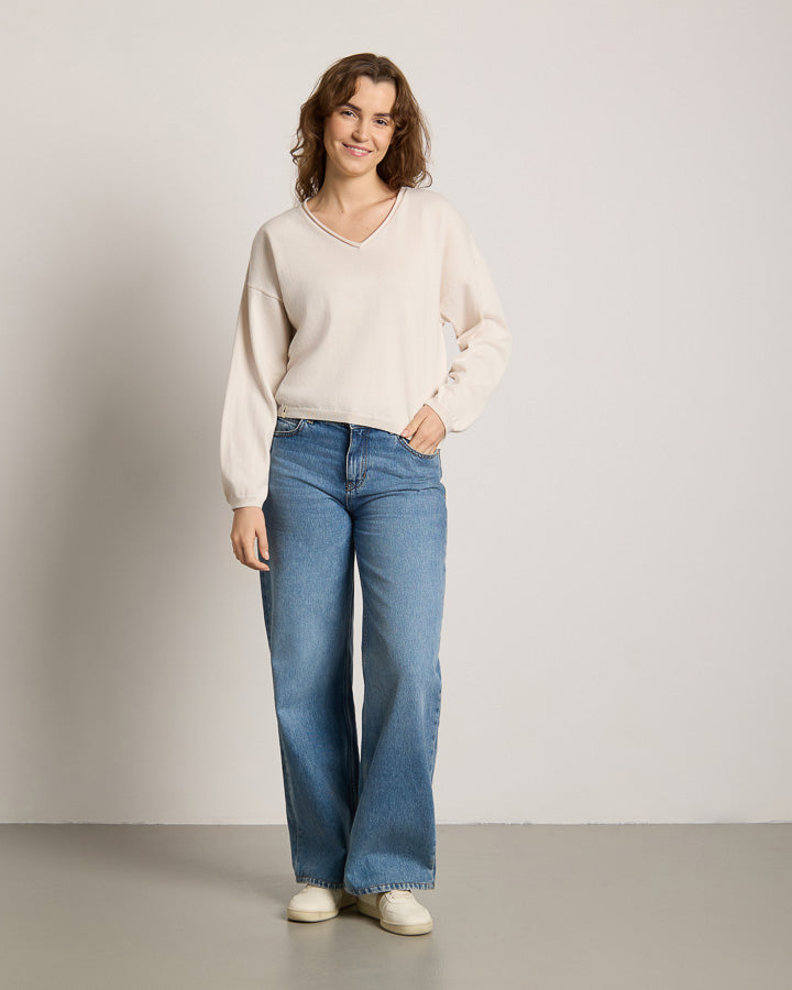 Pull Tree Knitted Light Femme Pearl