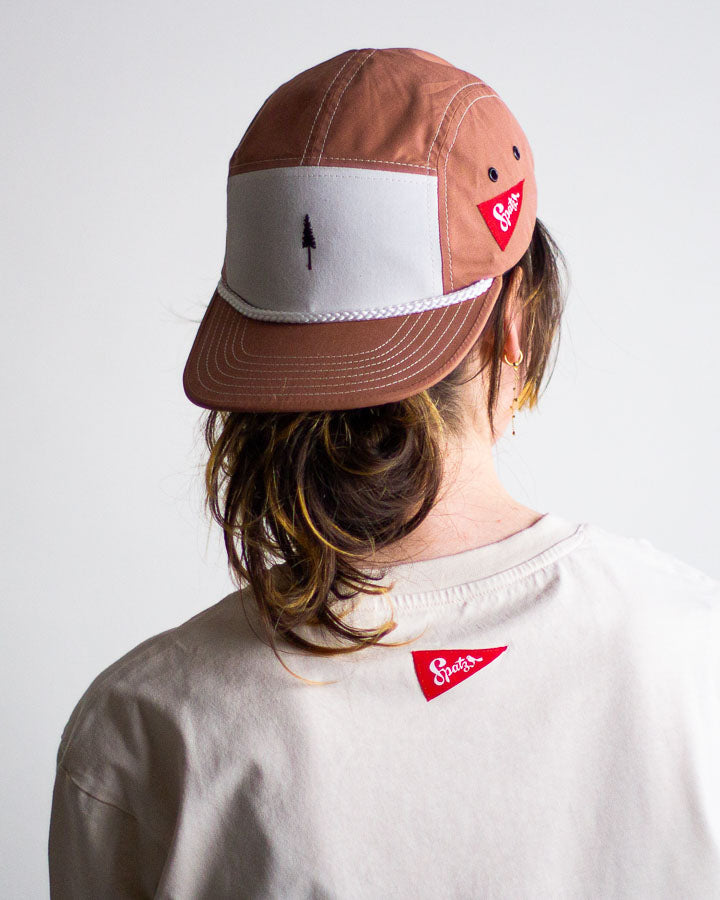 Casquette TreeCap 5 panneaux, motif moineau, marron fauve